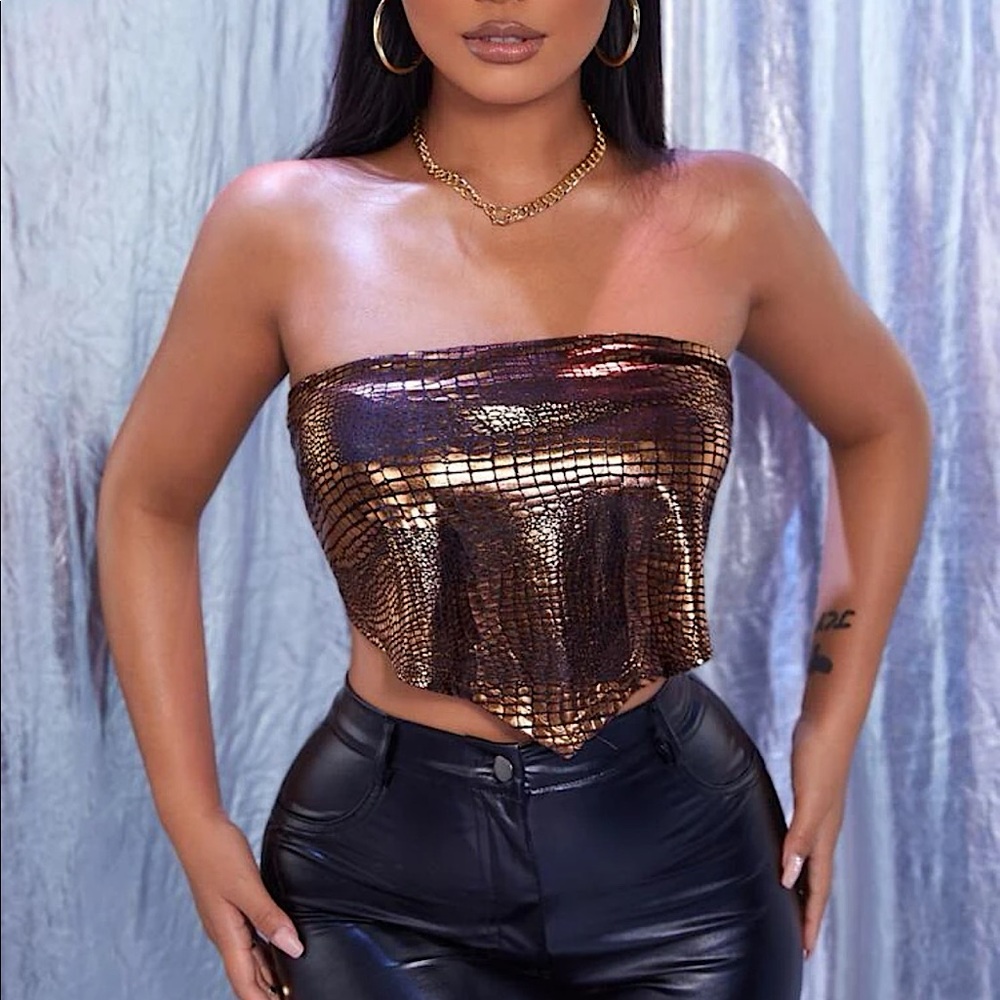 Gold Snakeskin Crop Top